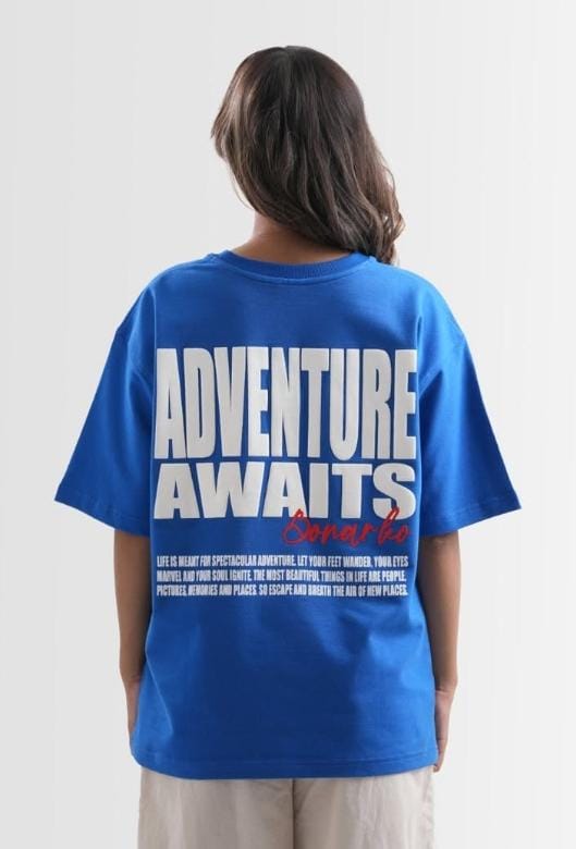 Women's Blue Adventure graphic oversized T'shirt