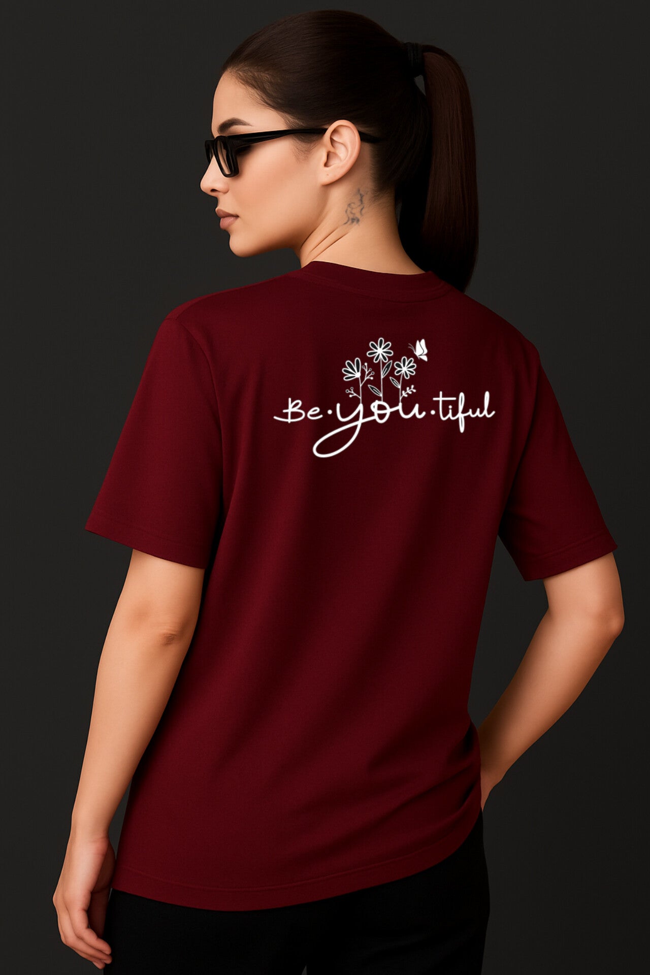"Beautiful" White Down shoulder Tees