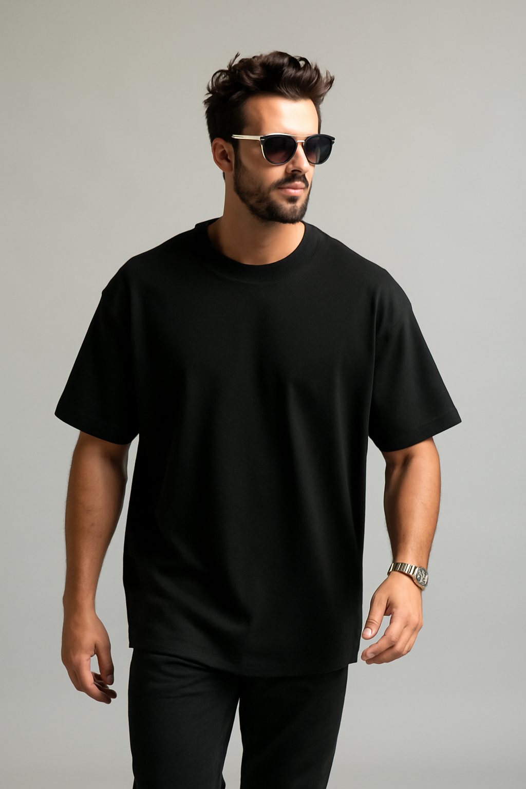 "Built" Black Oversized T-shirt