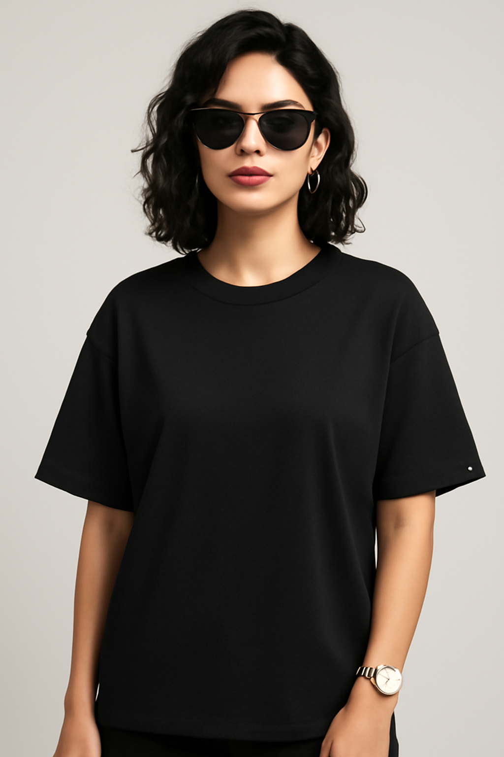 "Relax" Black Down shoulder Tees