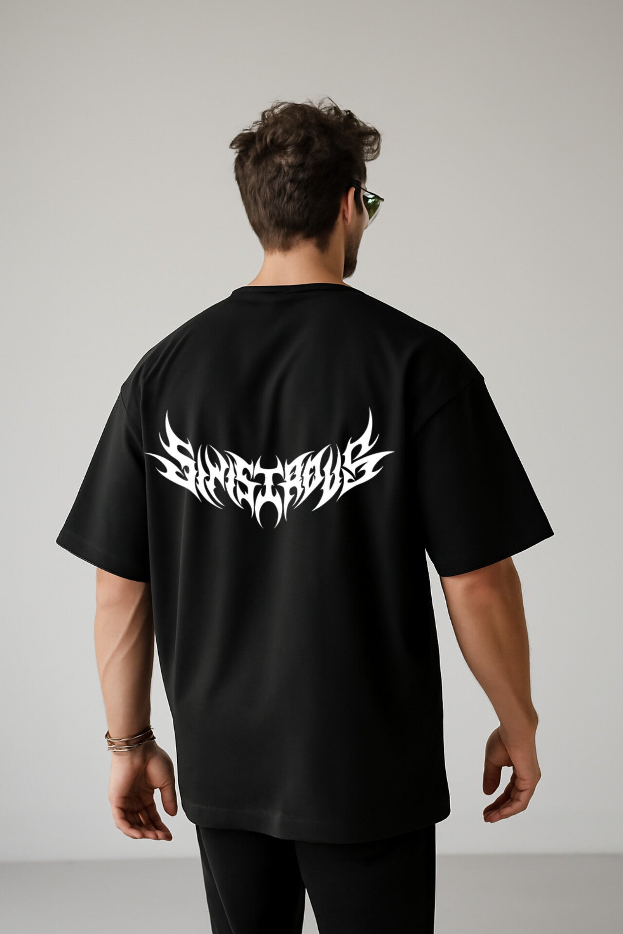 "Extreme metal band logo" Typography Black Oversized T-shirt