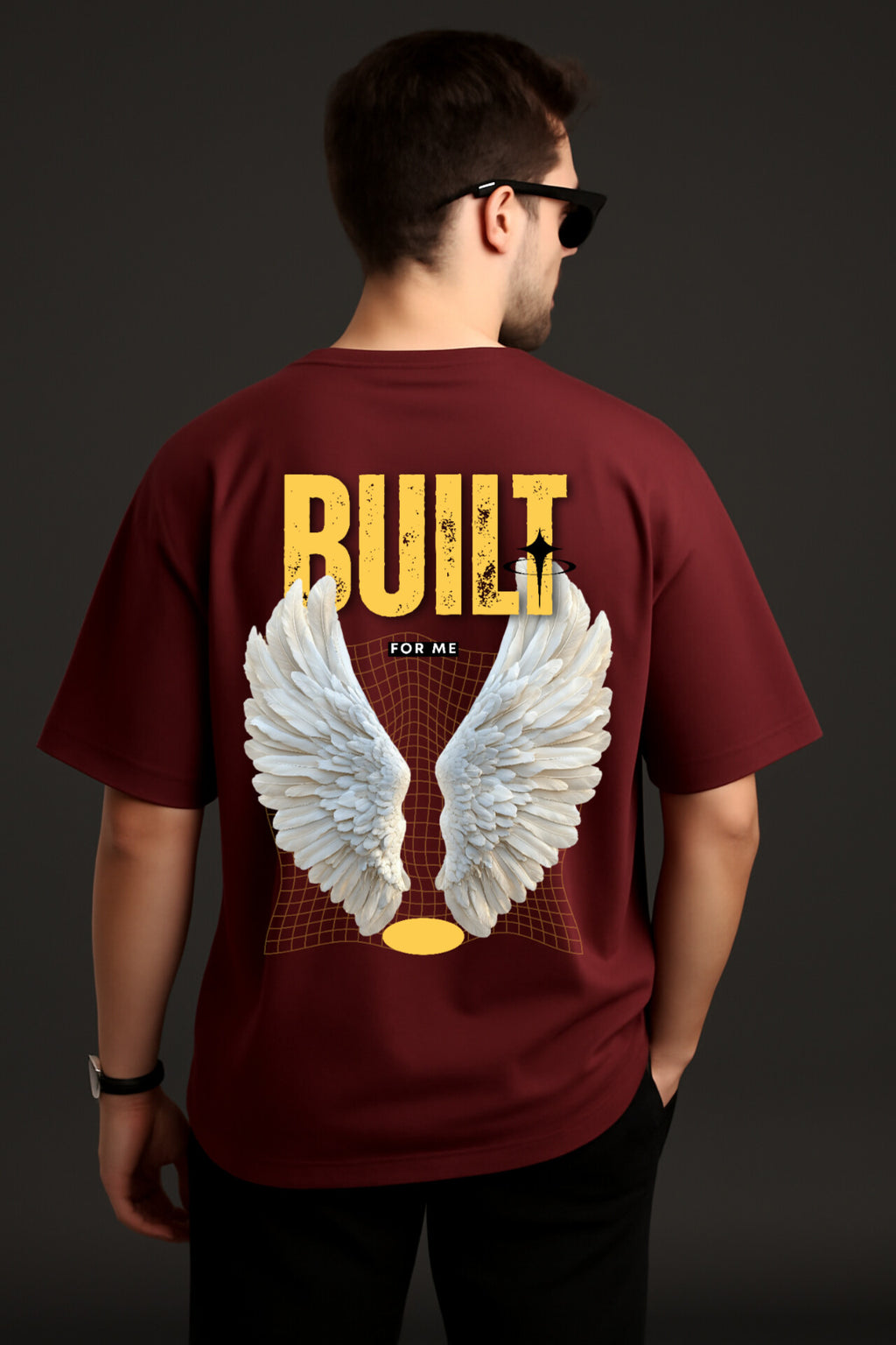 "Built" Maroon Oversized T-shirt