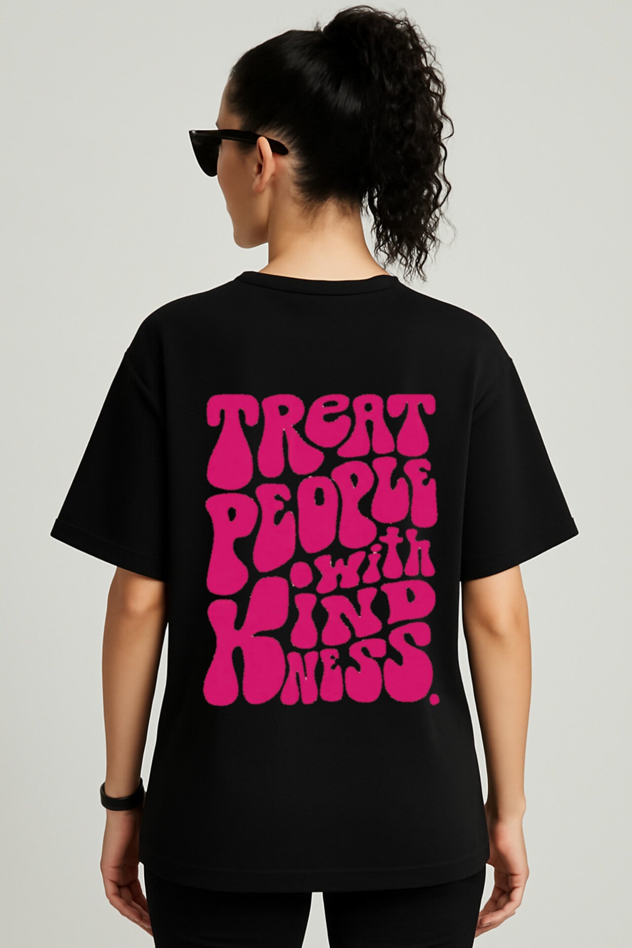 "Kindness" Black Down shoulder Tees
