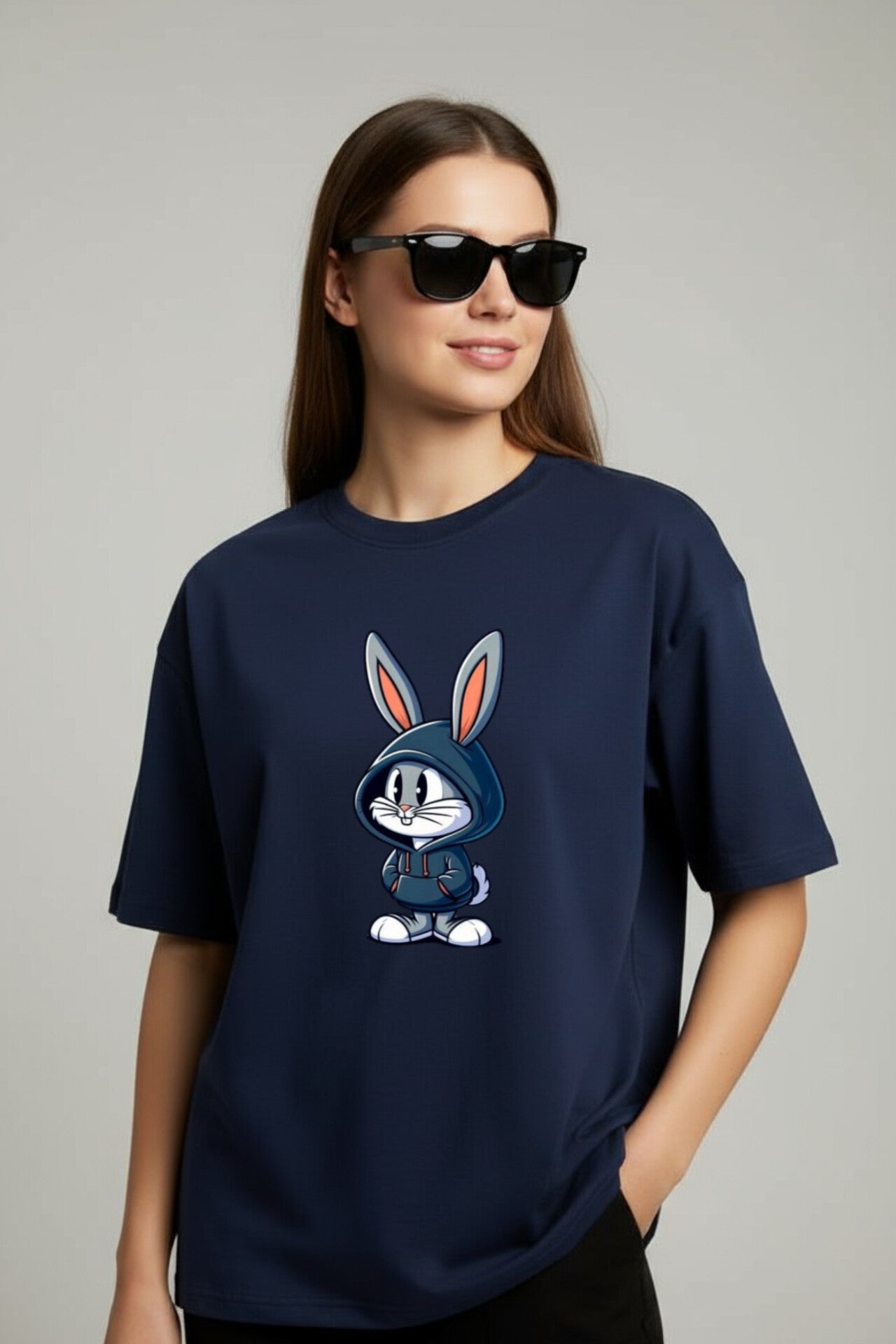 "Tom" Navy Blue Down shoulder Tees