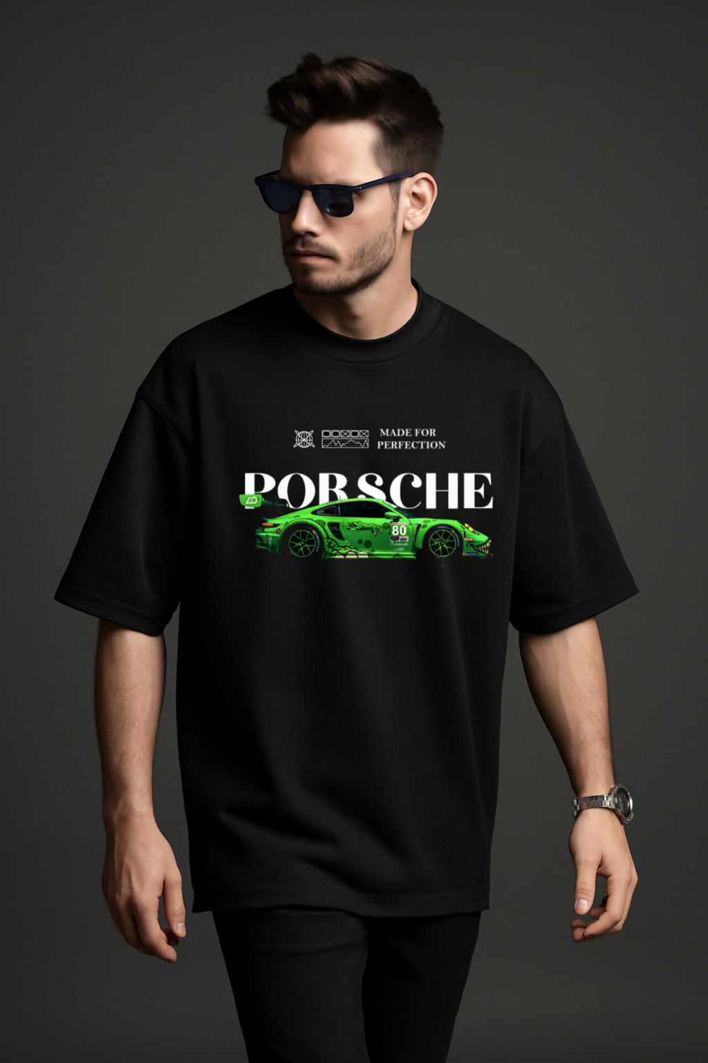 "Porsche" Down shoulder Tees