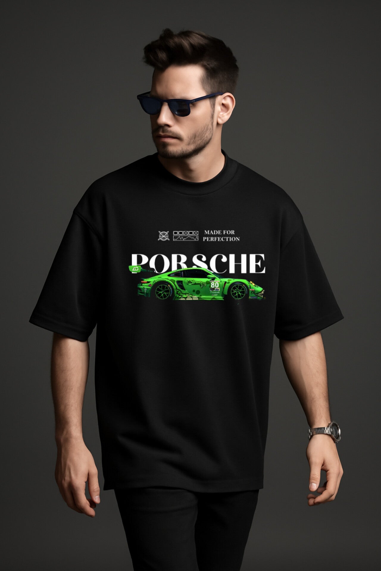 "Porsche" Down shoulder Tees
