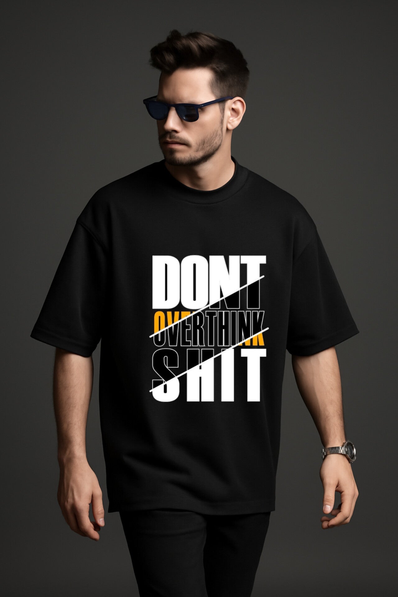 "Don't Overthink Shit" Down shoulder Tees
