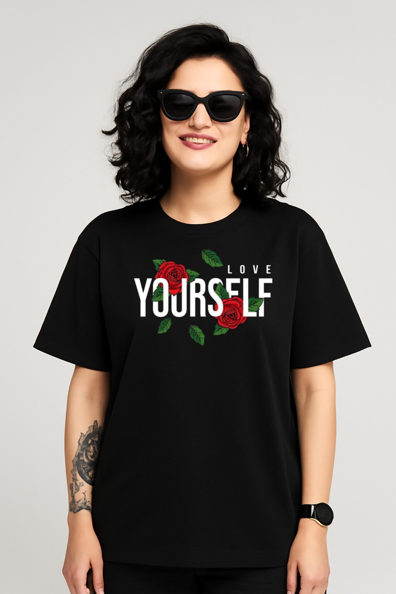 "Love Yourself" Down shoulder Tees