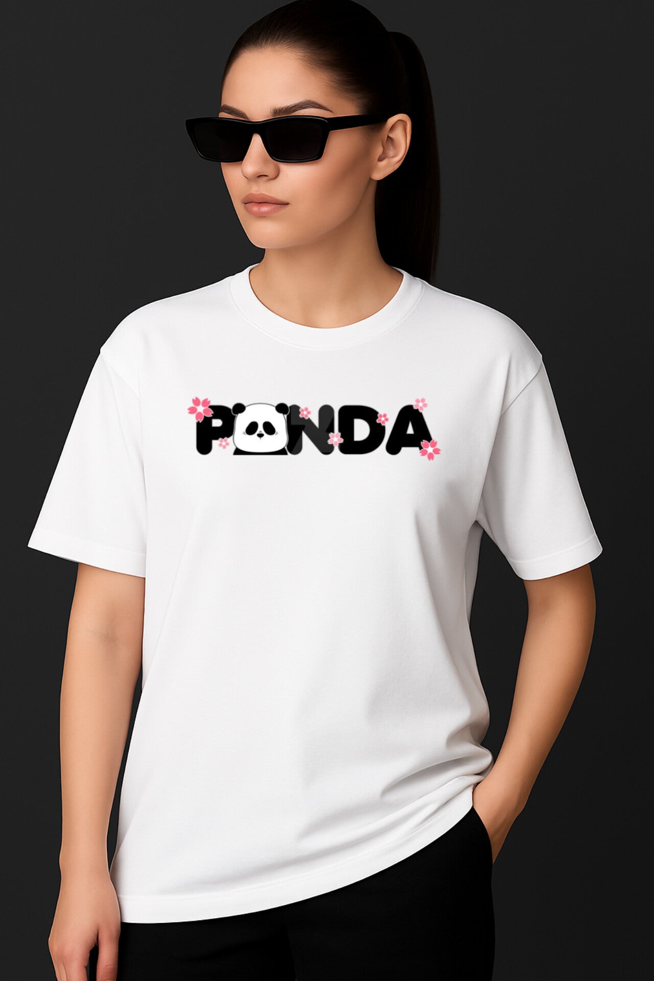"Panda" Down shoulder Tees