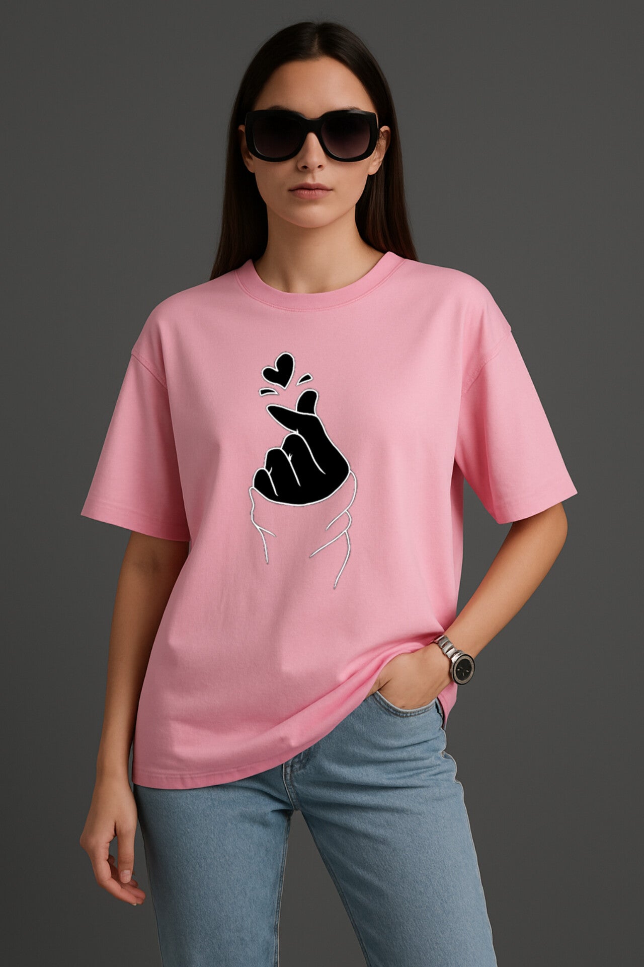 "Heart" Down shoulder Tees