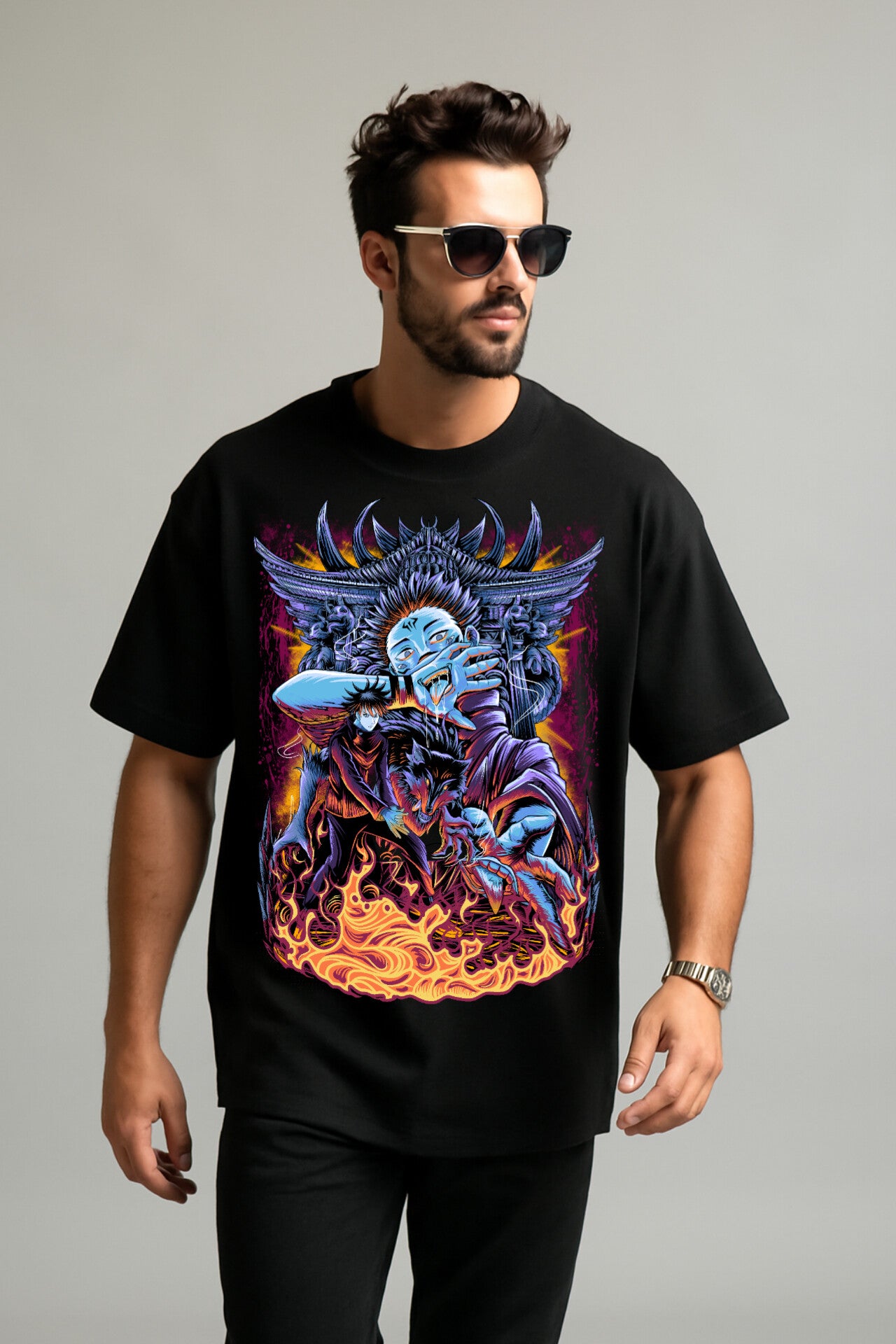 "JJK" Down shoulder Tees