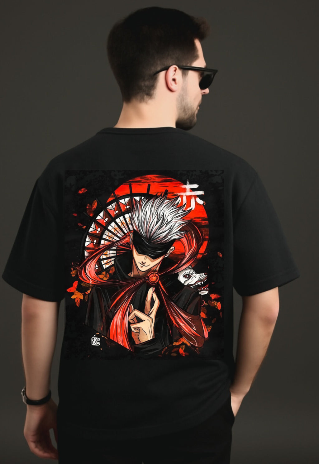"JJK" Down shoulder Tees