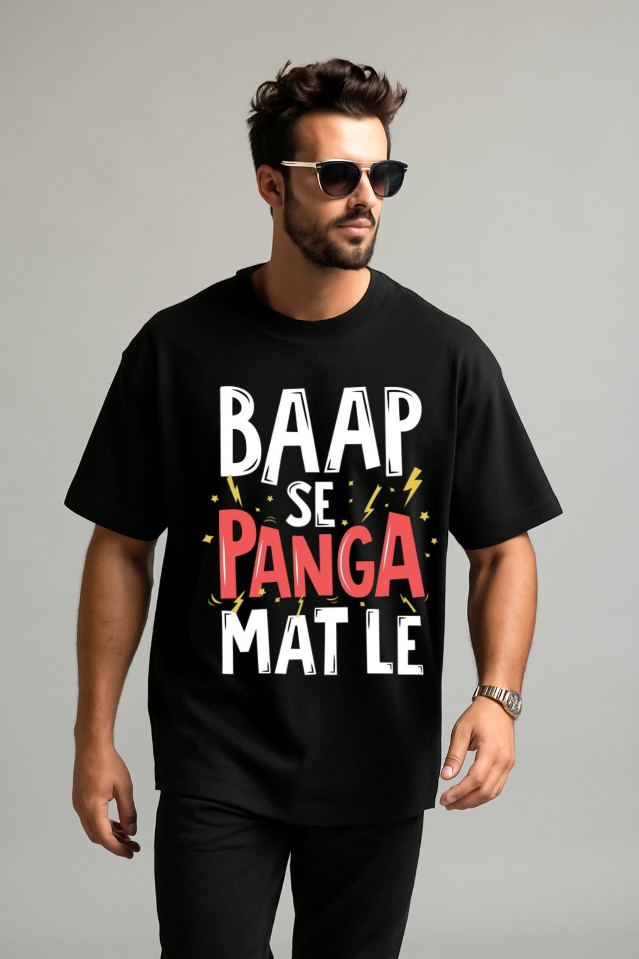 "Baap Se Panga" Down shoulder Tees