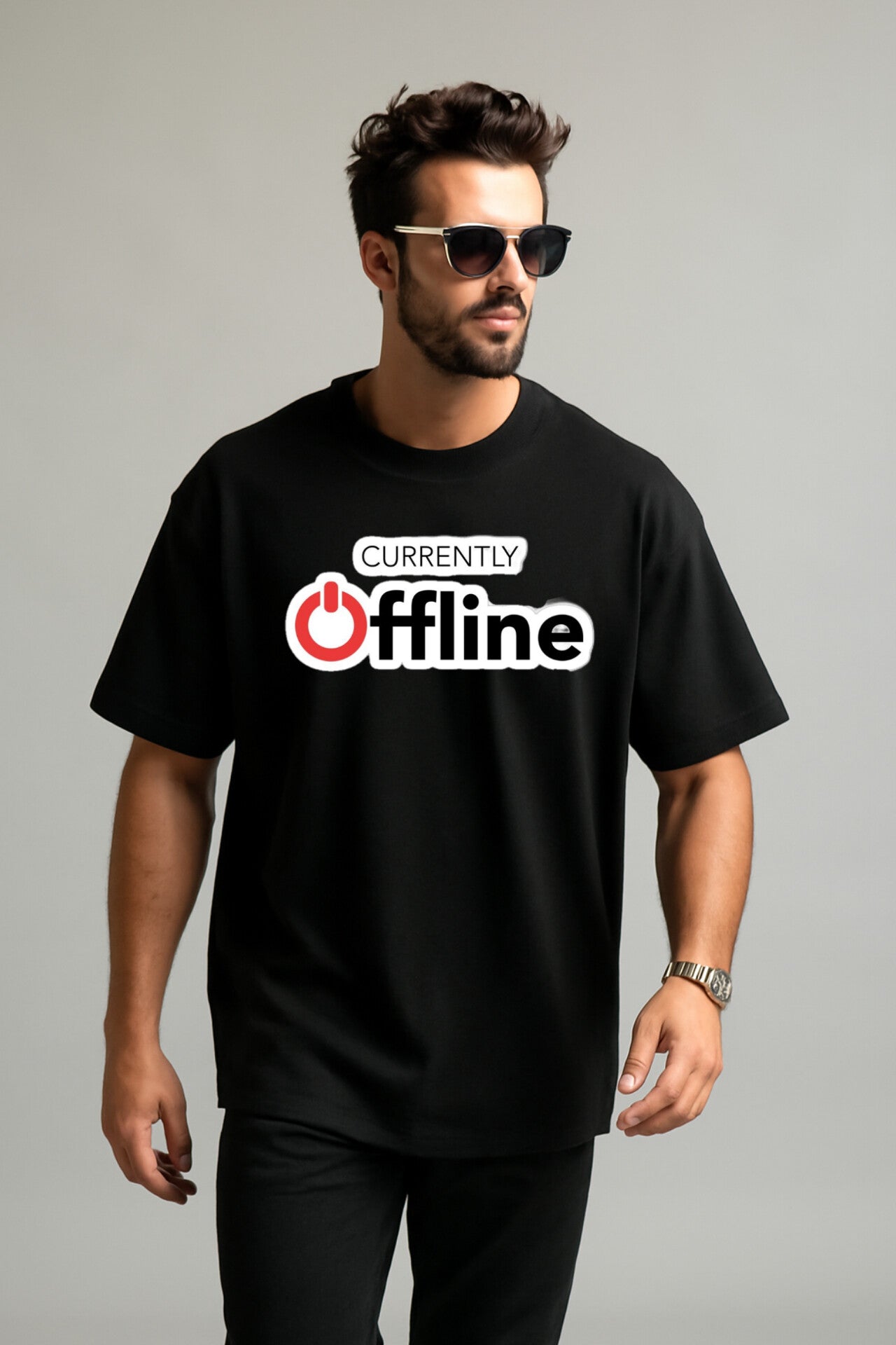 "Offline" Down shoulder Tees