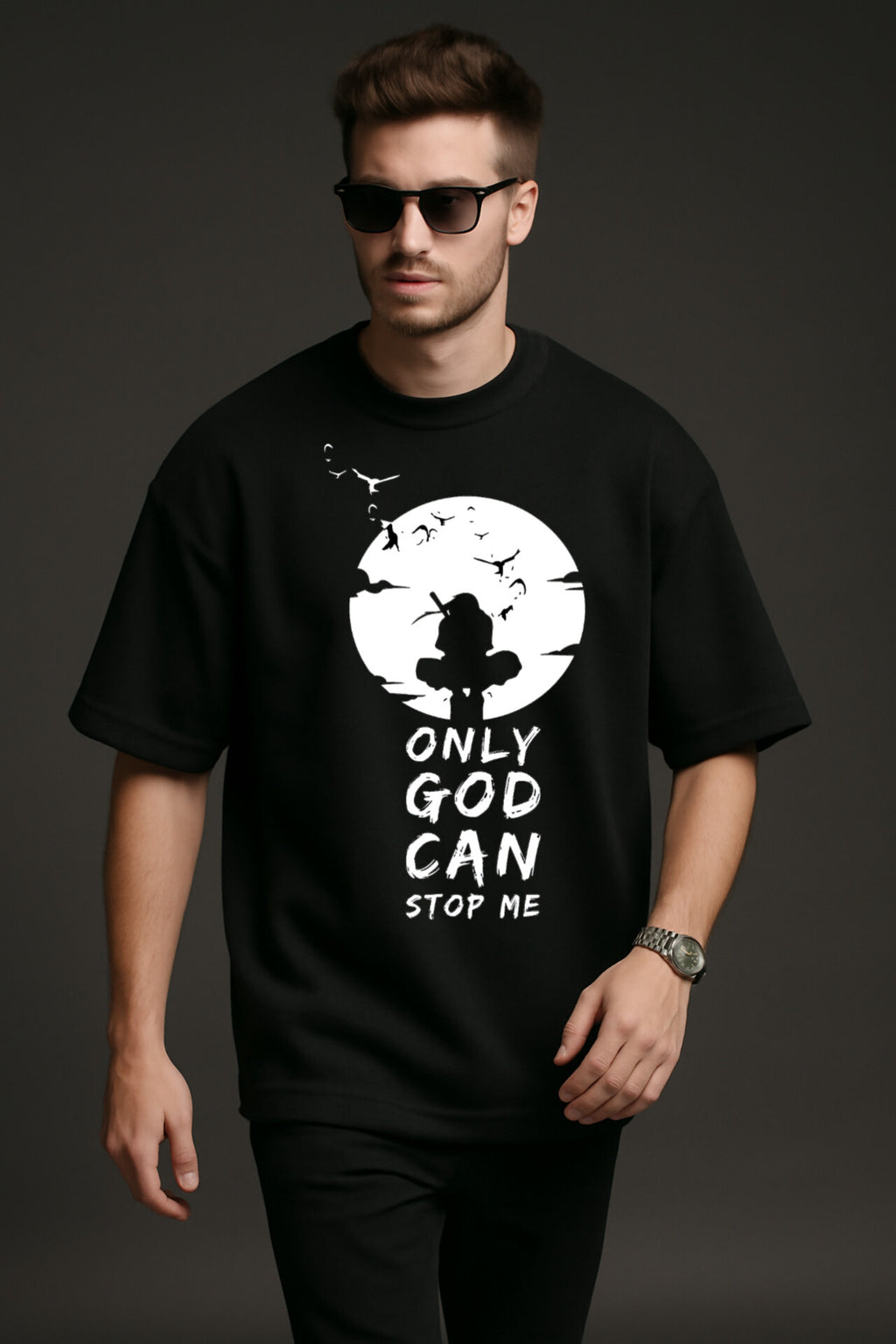 "Only God Can Stop Me" Down shoulder Tees