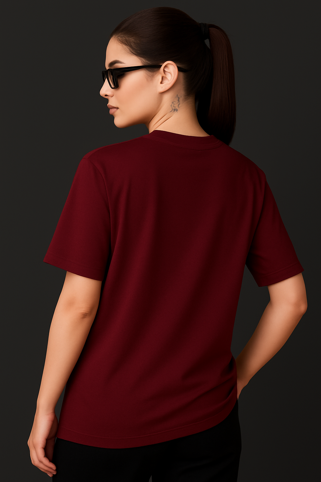 "Forever" Maroon Down shoulder Tees