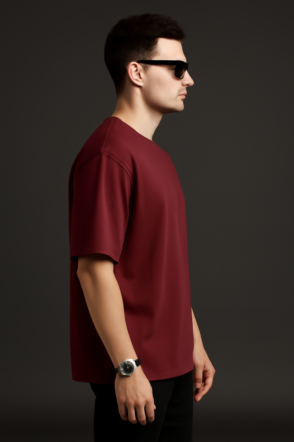 "Maroon Plain" Oversized T-shirt