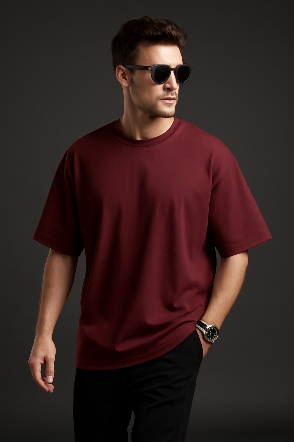 "Built" Maroon Oversized T-shirt