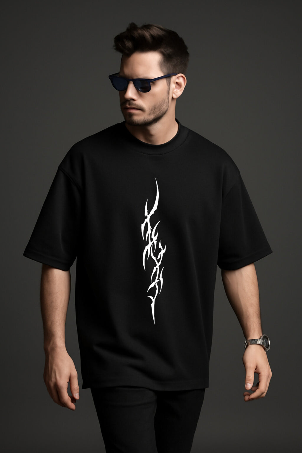 "Trible flames" black oversized T'shirt