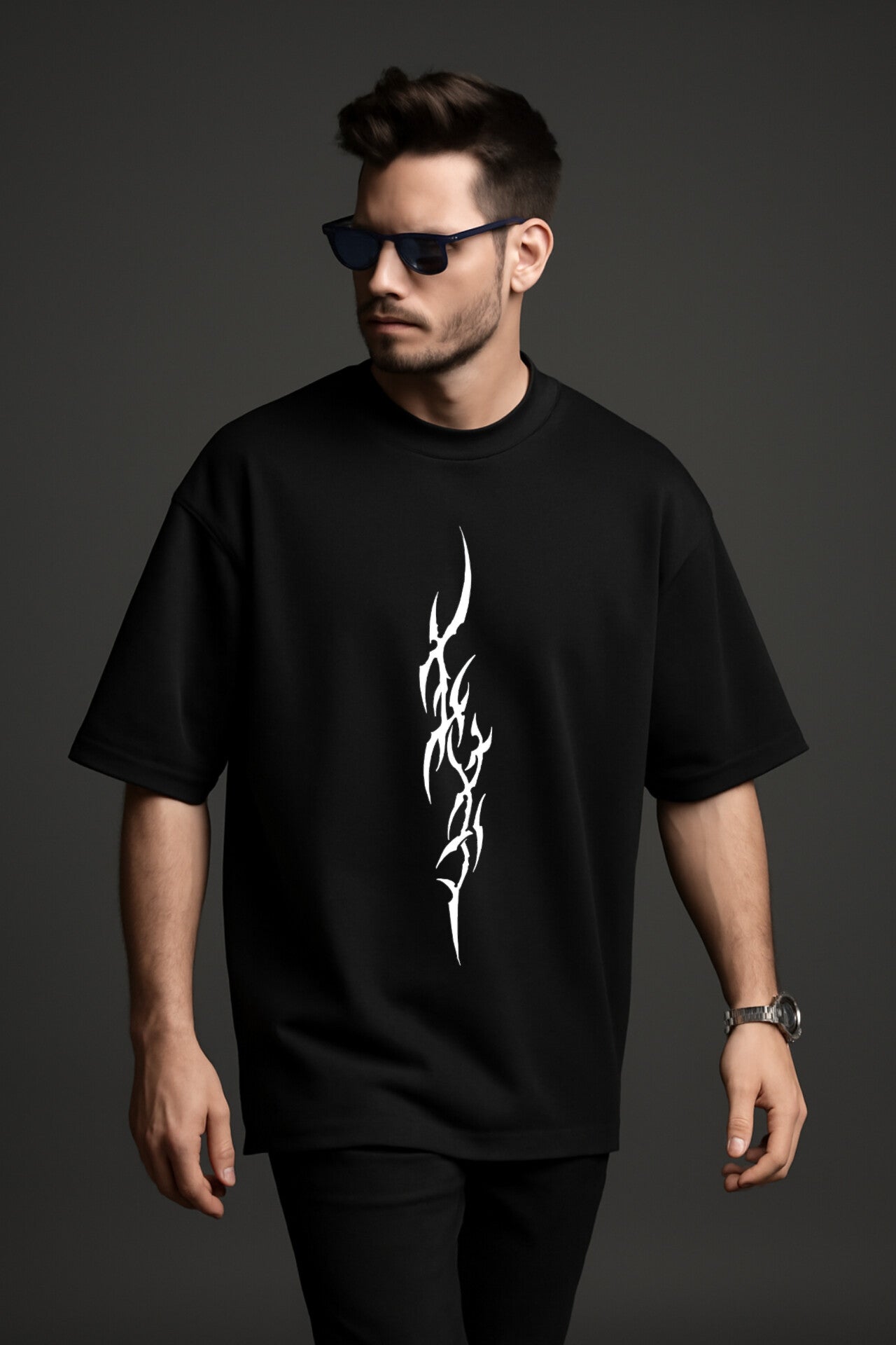 "Trible flames" black oversized T'shirt