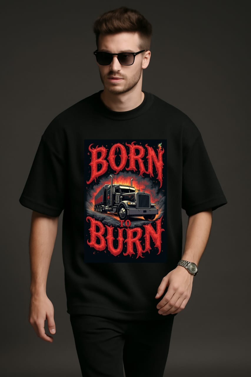 "Born Burn" Down shoulder Tees