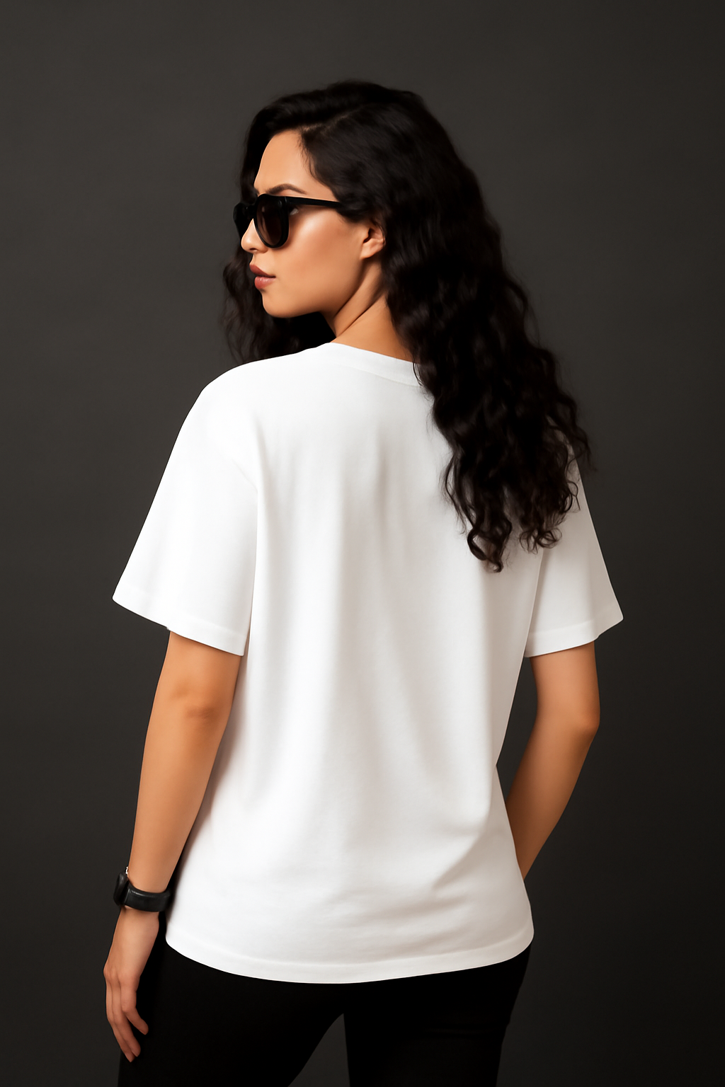 "Think" White Down shoulder Tees