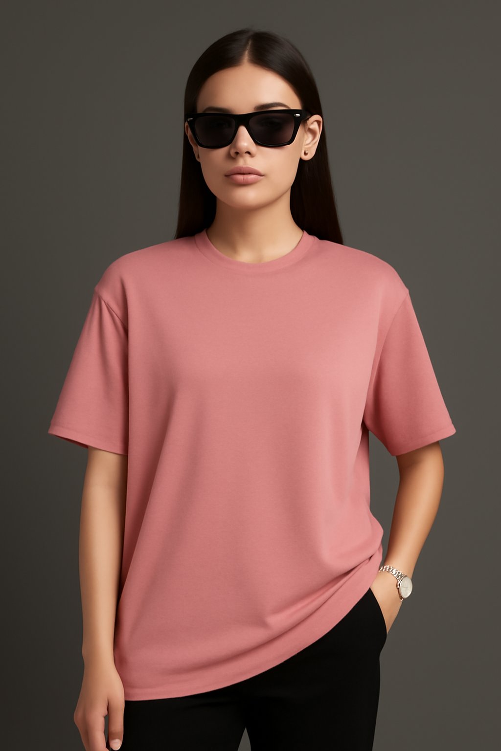 "Doll" Pink Down shoulder Tees