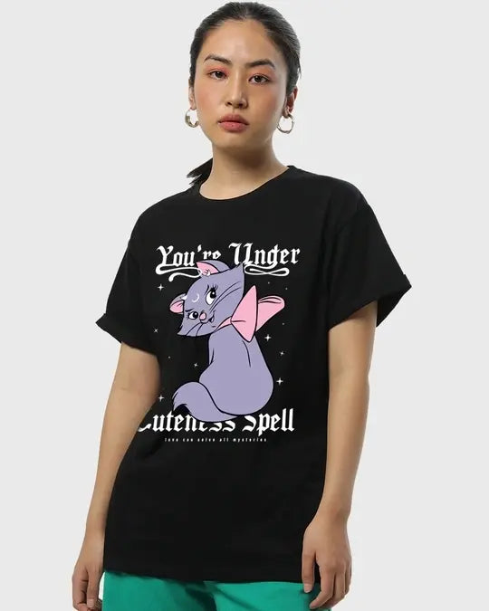 Women's Black oversize cutespell T'shirt