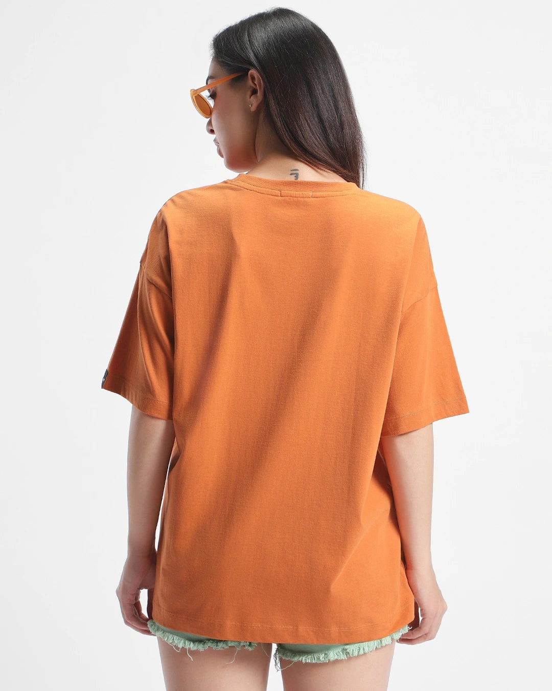 Women's Orange Queen Bee Graphic Printed Oversized T-shirt